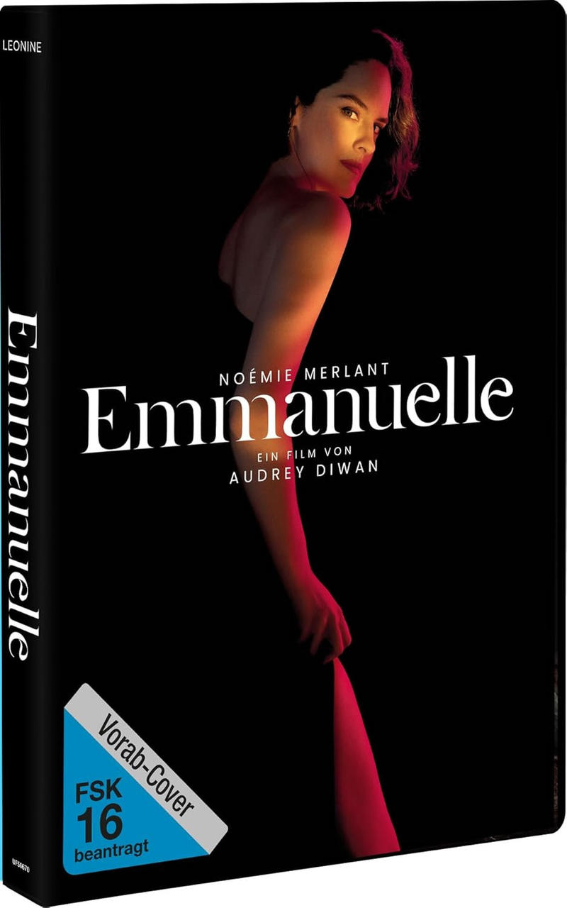 DVD-Hülle für den Film 'Emmanuelle', mit einer Frauensilhouette auf schwarzem Hintergrund.