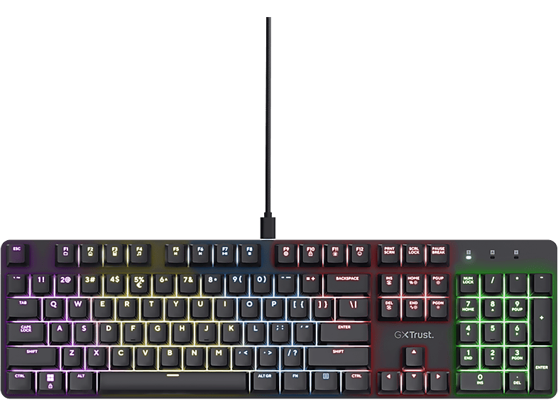 TRUST GXT 871 Zora gaming billentyűzet, mechanikus kapcsolók, RGB, Magyar kiosztás, fekete (25683)