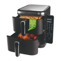 GOURMETMAXX GOURMETMAXX 15305 Heißluftfritteuse mit Doppelkorb (11 l, 2400 Watt, Schwarz)
