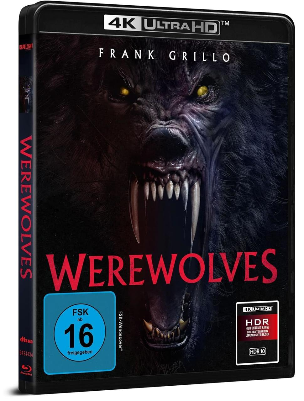 DVD-Hülle für den Film Werwölfe, mit einer Wolfsgesicht-Illustration.