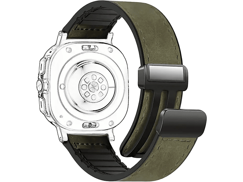 Piili Apple Watch 42-44-45-46-49 mm Vintage Leather Akıllı Saat Kayışı Haki Yeşil