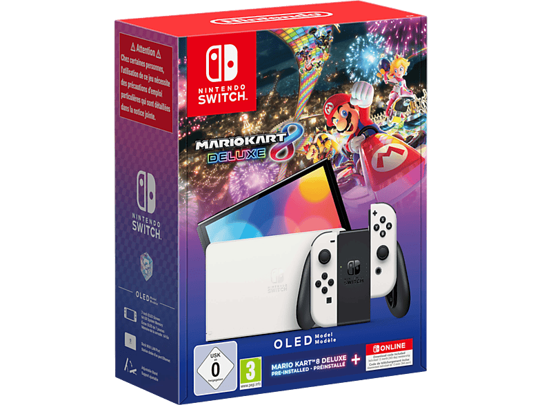 NINTENDO Switch (OLED modell), fehér + Mario Kart 8 Deluxe 12 hónapos Nintendo Online előfizetés