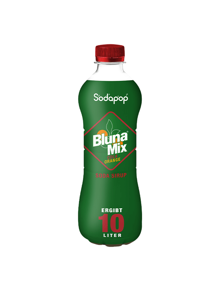 Grüne Sodabottle mit orangem Text. Roter Deckel. Schwarzer Hintergrund.