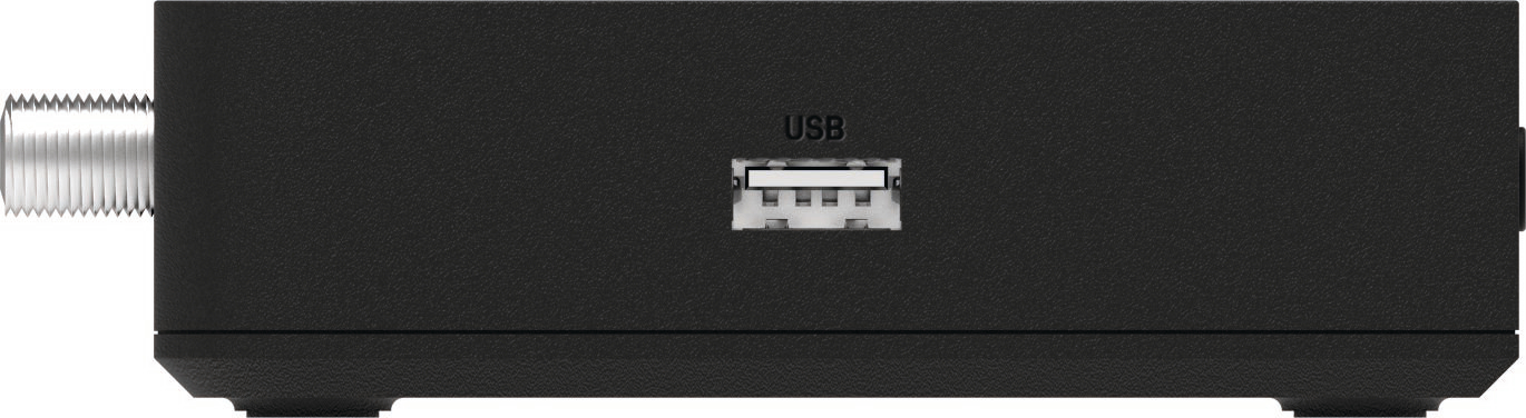 Schwarzes Gerät mit USB-Anschluss.