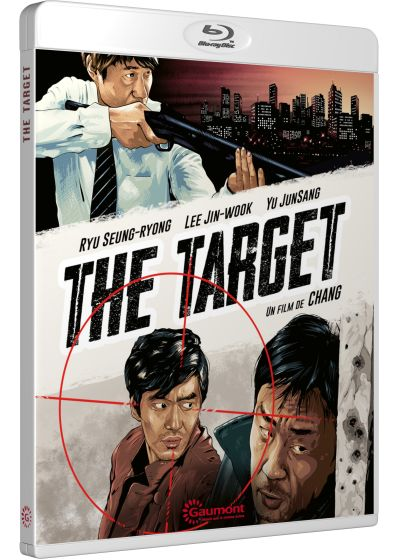 Filmposter voor 'The Target'. Het toont acteurs die een pistool richten, een man in angst en een stadsgezicht.