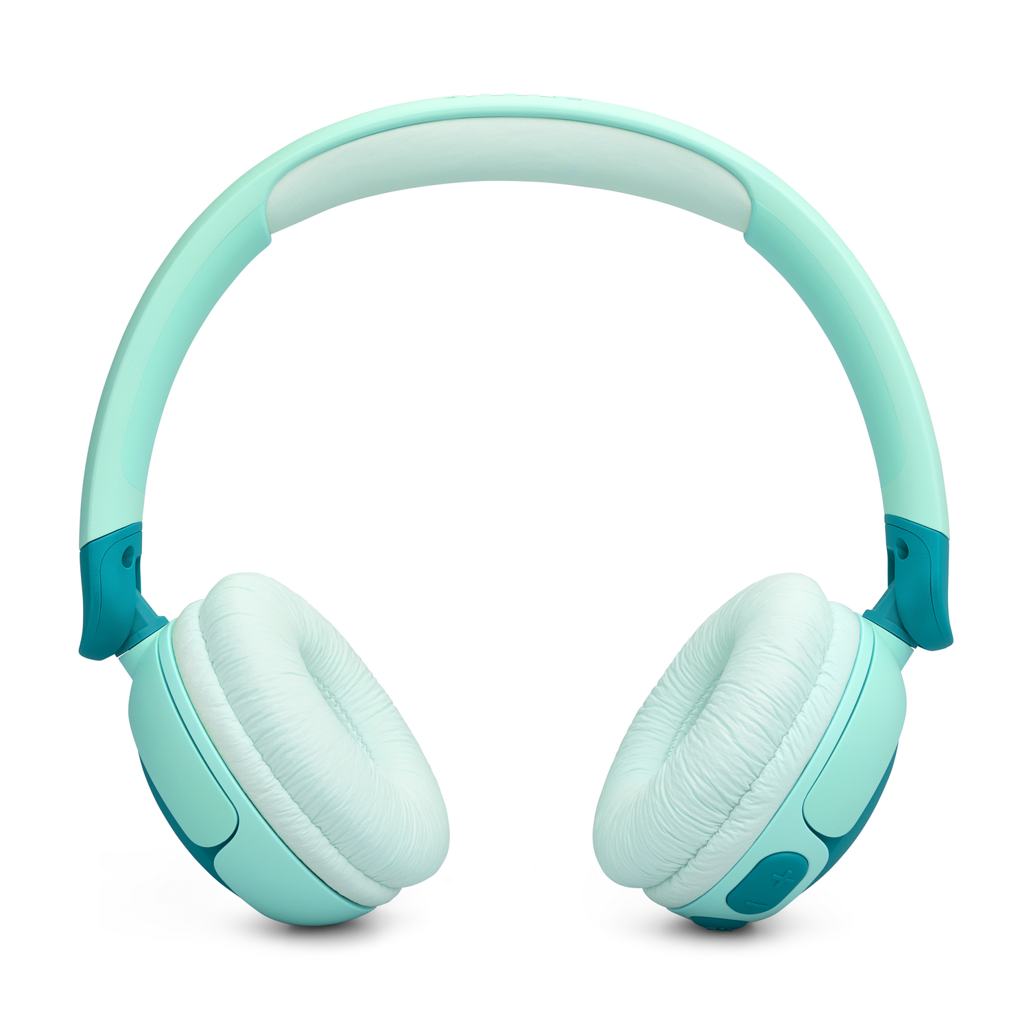 Auriculares color menta, vista cenital, sobre fondo blanco.