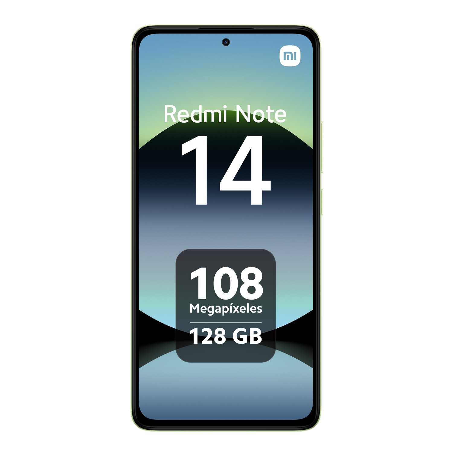 Un smartphone con un gran "14" en la pantalla, fondo negro.