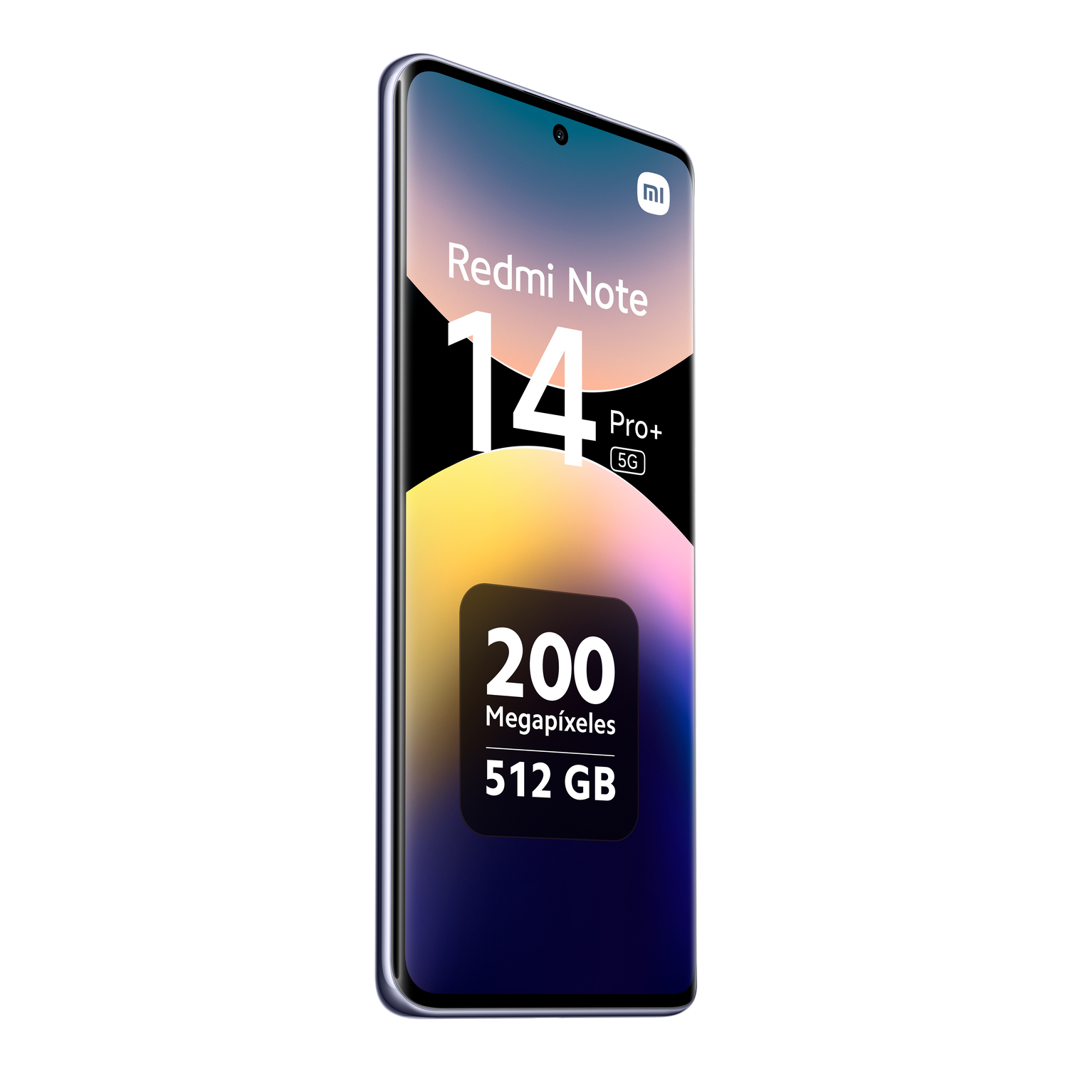 Smartphone Redmi Note 14 Pro+ 5G. Muestra pantalla con texto y configuración de cámara.