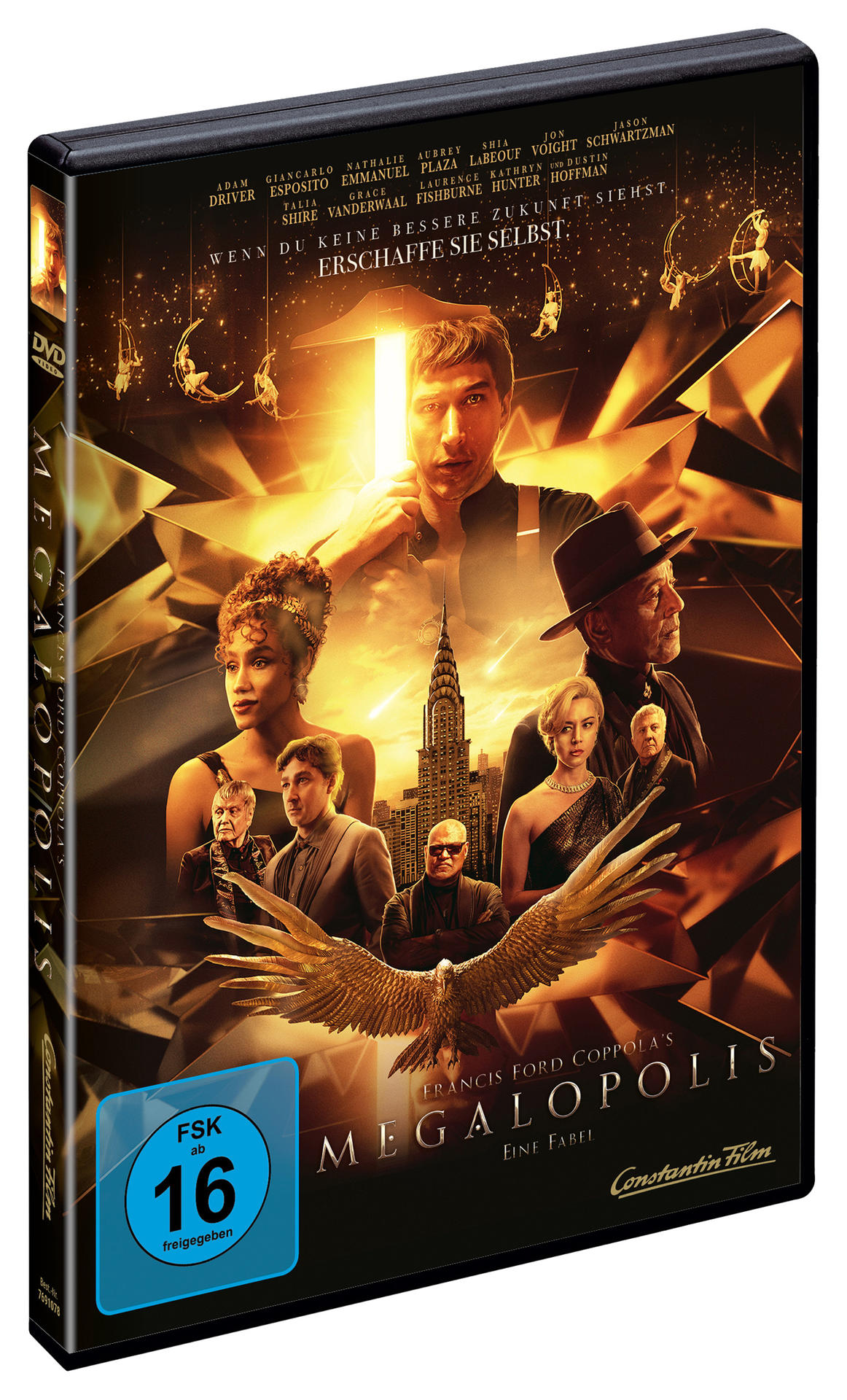 DVD-Hülle für den Film Megalopolis, mit dem Filmposter und -logo.