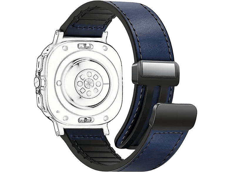 Piili Apple Watch 42-44-45-46-49 mm Vintage Leather Akıllı Saat Kayışı Lacivert