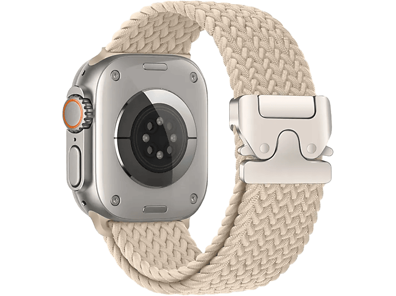 Piili Apple Watch 42-44-45-46-49 mm Weave Akıllı Saat Kayışı Krem