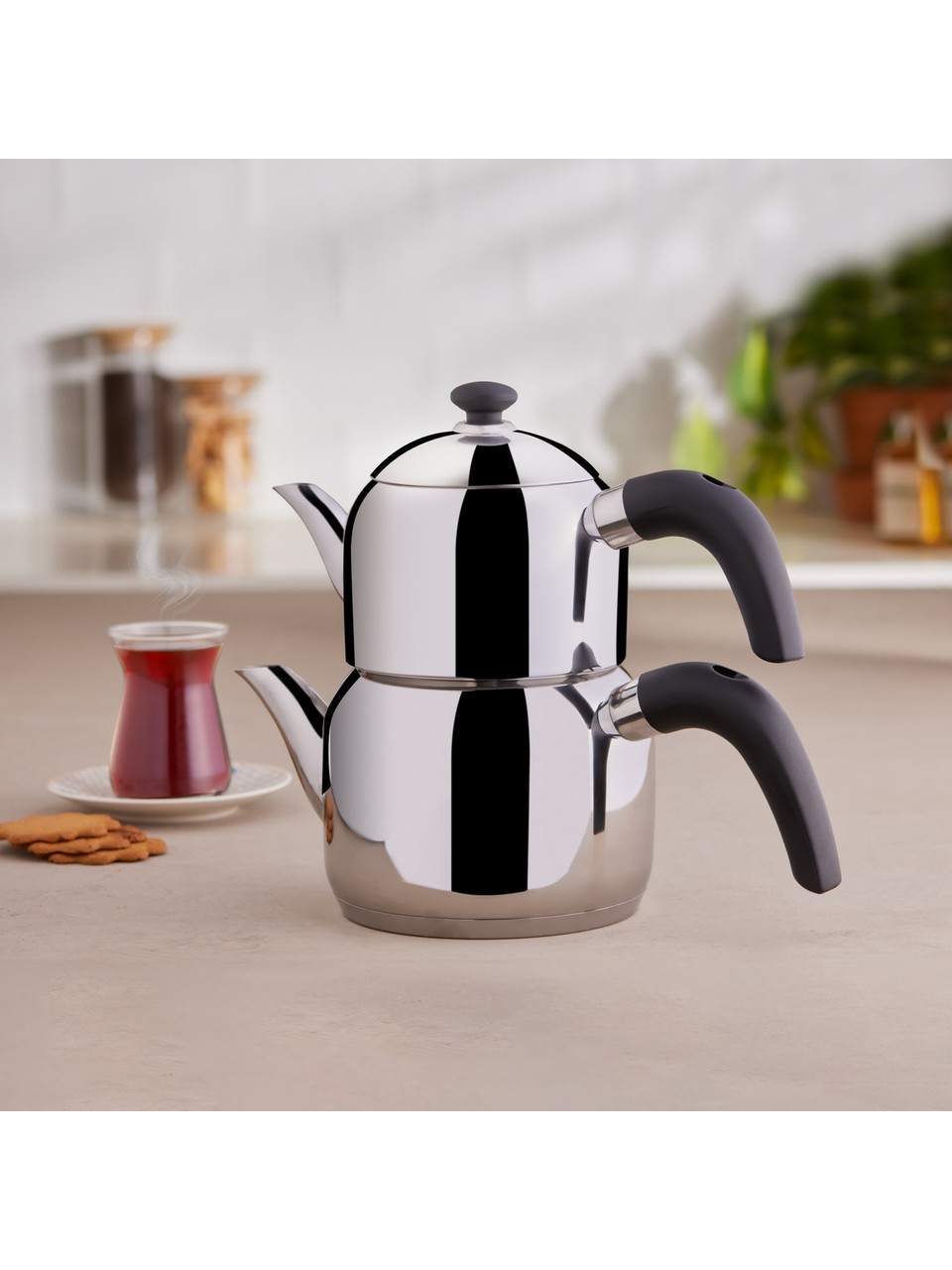 KARACA Edge Mini İndüksiyon Tabanlı Çaydanlık Takımı Siyah