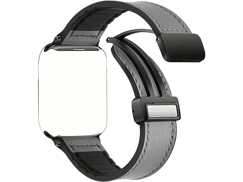 Piili Apple Watch 42-44-45-46-49 mm Vintage Leather Akıllı Saat Kayışı Gri