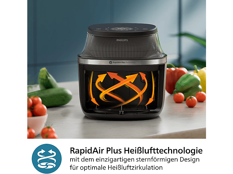 Philips NA332/00 Airfryer 3000 Series, Heißluftfritteuse 6,2 l, 1700 Watt, Schwarz — Foto 3 von 5