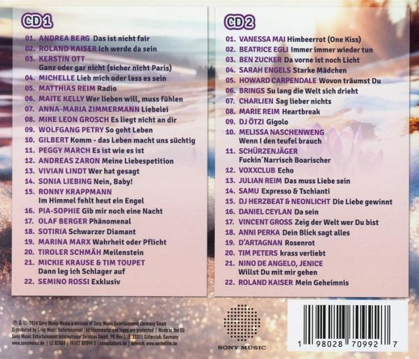CD-Cover mit einer Titelliste. Sony Music Logo unten, mit Text auf Deutsch.