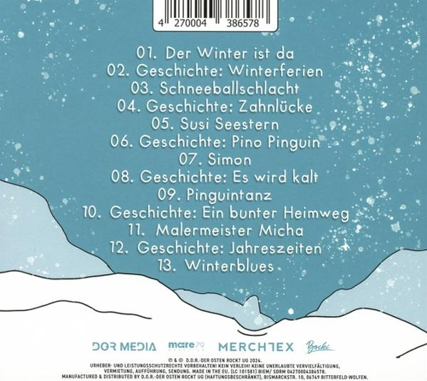 CD-Rückseite mit deutschem Text. Text listet Songtitel und Credits auf. Weißer Hintergrund.