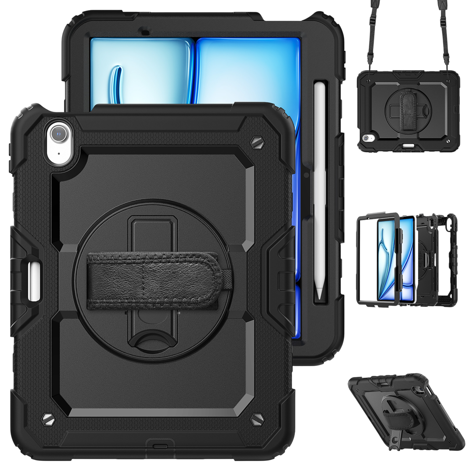 Just In Case Cover Full Body Shockproof Apple Ipad Air 11 2025 / 2024 Zwart