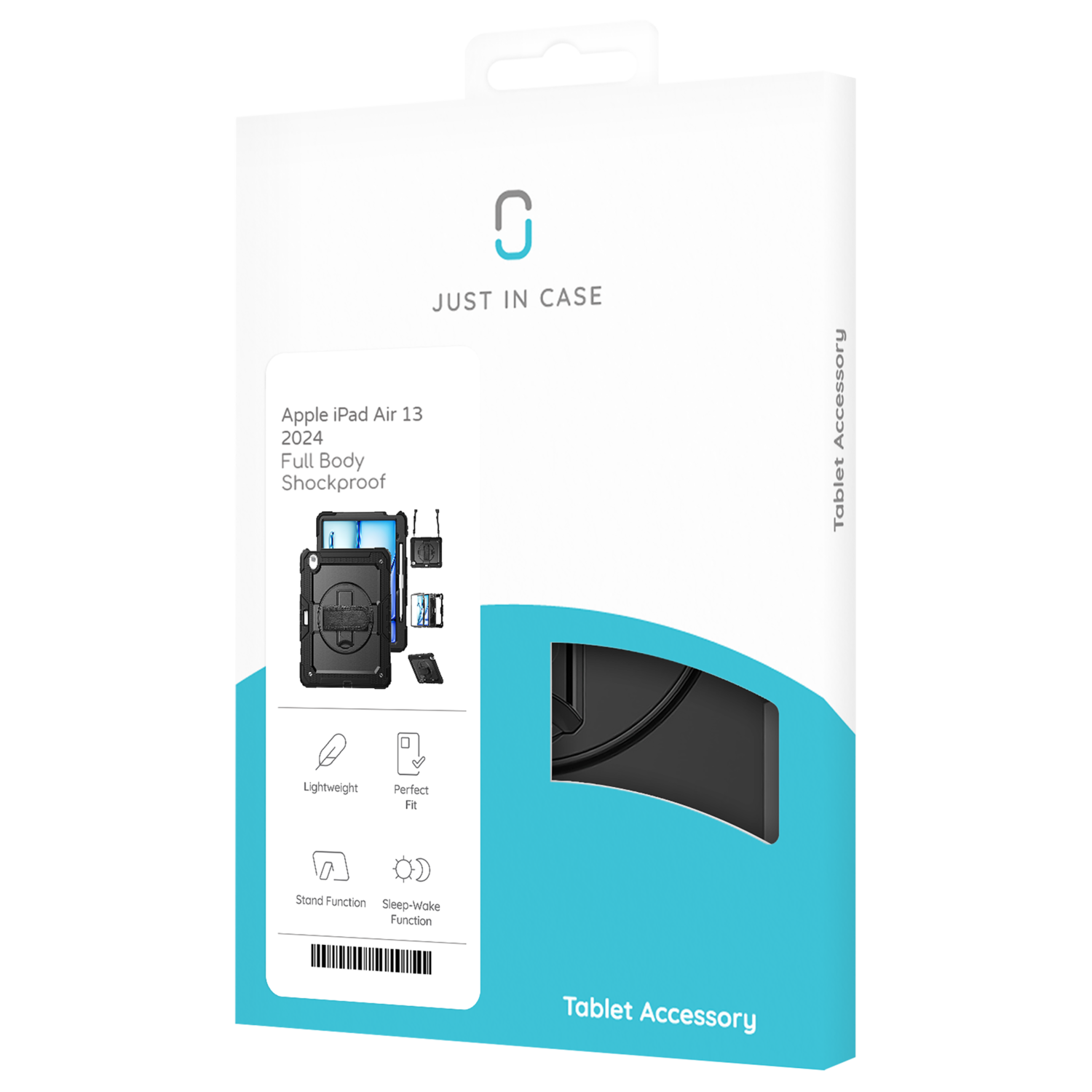 White box for iPad Air 13 case, with images and text about features.