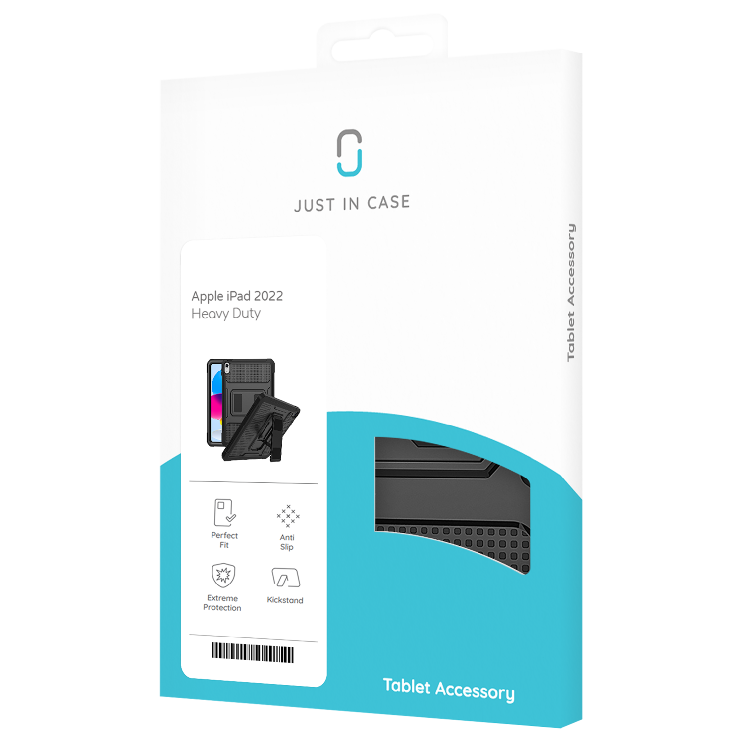 A white box for an Apple iPad case. The box displays an image of the case and features like 'Perfect Fit'.