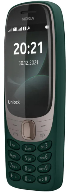 Zielony telefon Nokia pokazujący godzinę 20:21 i datę 30.12.2021.