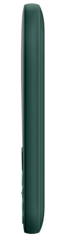 Widok z boku ciemnozielonego telefonu komórkowego, pokazujący krawędź i przyciski.