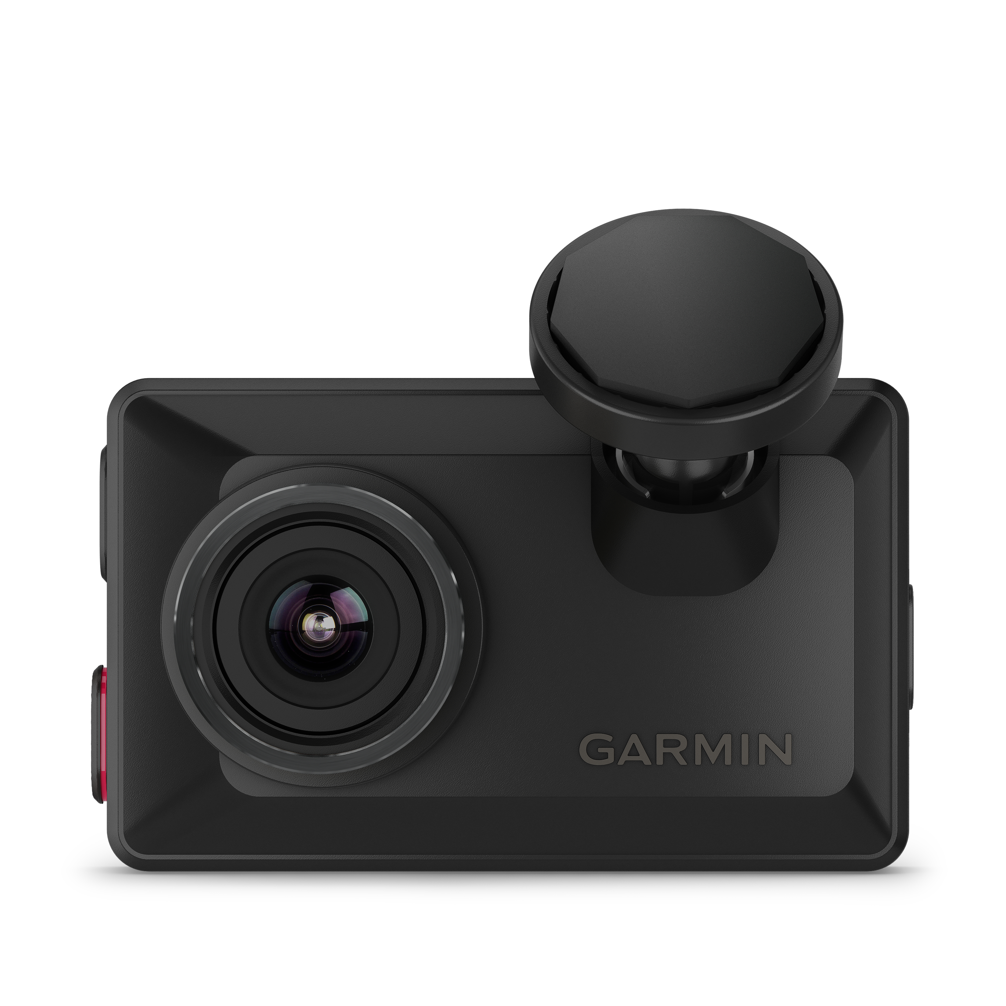 Eine schwarze Dashcam mit Kamera und Halterung.