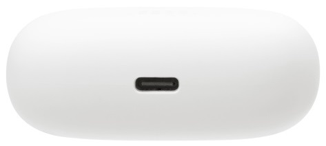 Białe, owalne etui ładujące z portem USB-C.