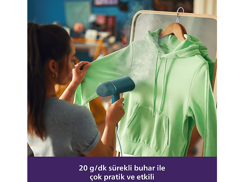 PHILIPS STH3020/70 Buharlı Dikey Düzleştirici Su Yeşili Fiyat