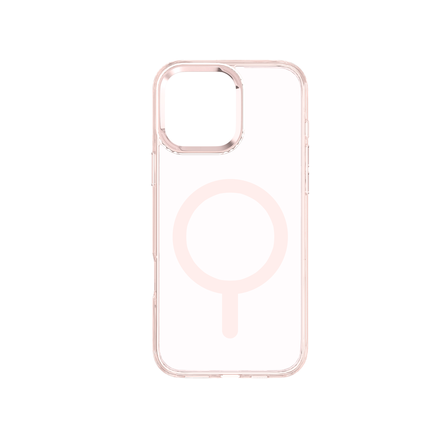 Transparant telefoonhoesje met een roze ring. De case is transparant.