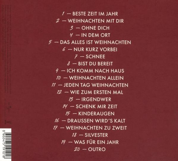 Ein CD-Cover mit deutschem Text, der Weihnachtslieder auflistet.
