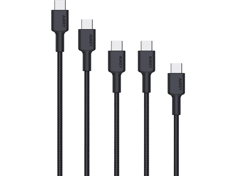 AUKEY CB-CD37A (5er-Packung) USB-C-Kabel, Schwarz