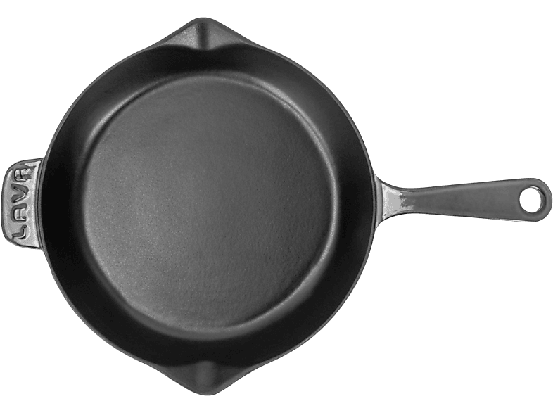 Lava Döküm Yuvarlak Kızartma Tavası Demir Yekpare Saplı Premium Serisi 28cm Gri