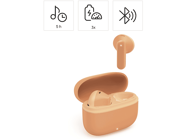 Hama Bluetooth-Kopfhörer "Freedom Light II", TWS, Earbuds, Sprachsteuerung, Orange; True Wireless Kopfhörer — Foto 3 von 5