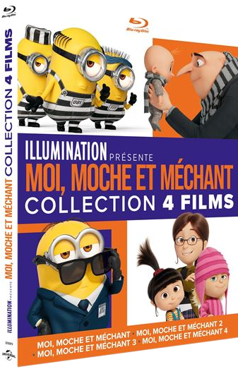 Despicable Me 4-films collectie DVD-boxset met stripfiguren.