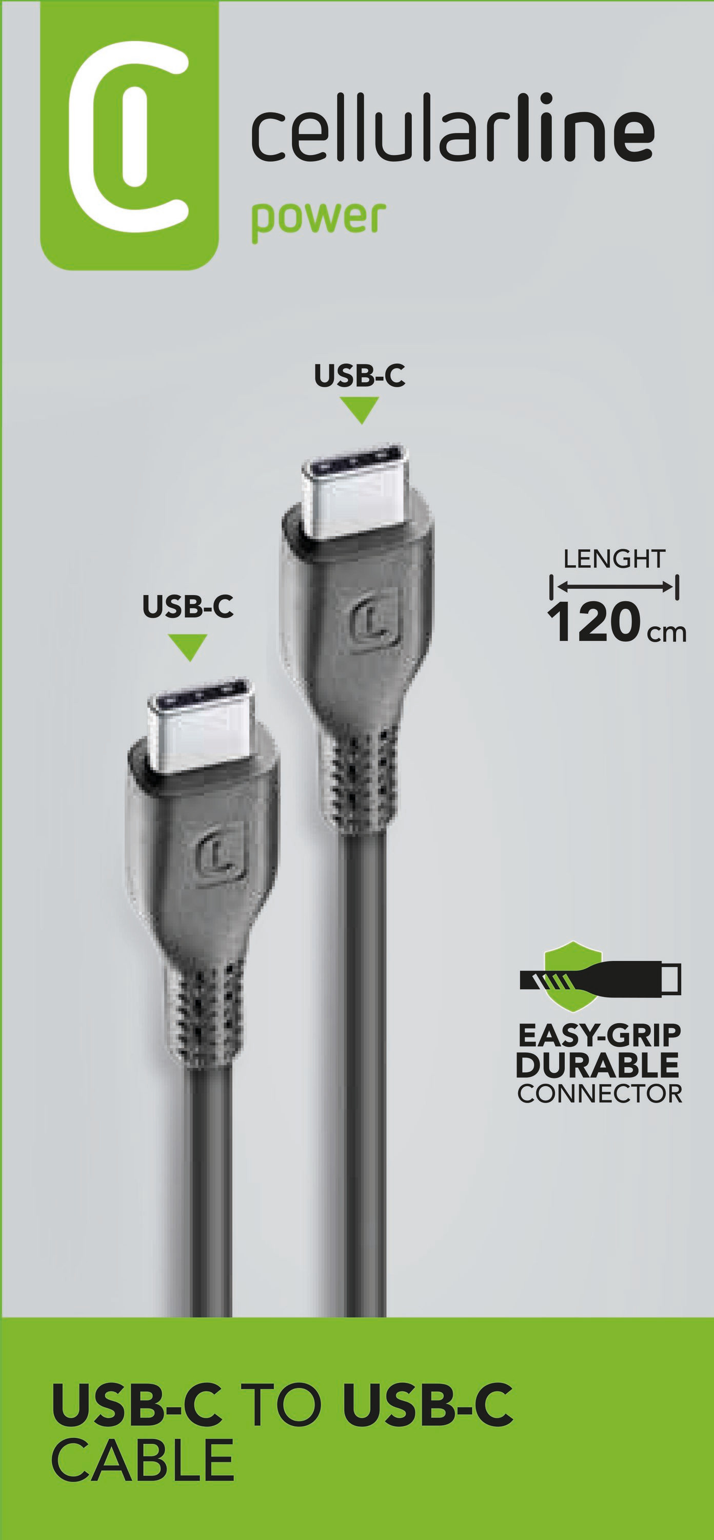 USB-C - USB-C kablosu. Her iki ucunda USB-C konektörleri olan siyah kablo. 120cm uzunluğunda.