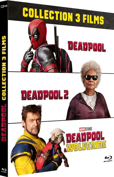 Deadpool filmcollectie box met Deadpool, Deadpool 2 en Deadpool & Wolverine.