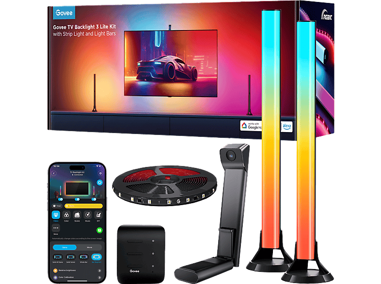 GOVEE TV-Hintergrundbeleuchtung 3 Lite Kit With Strip Ligth And Ligth Bar