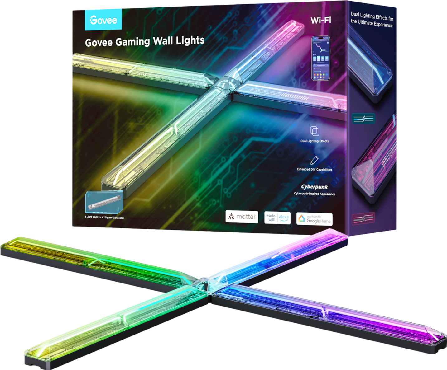 Govee Gaming Wandleuchten: mehrfarbige Lichtpaneele in einer Box.