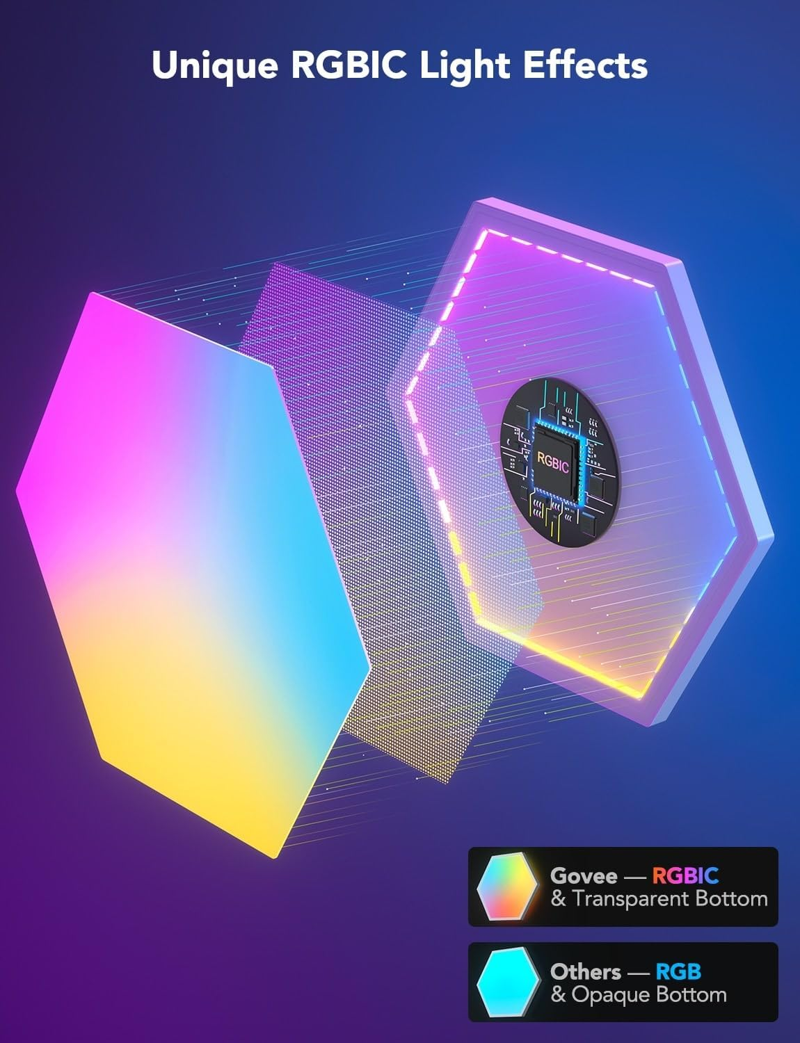 Abstraktes Bild geometrischer Formen mit einzigartigen Lichteffekten.