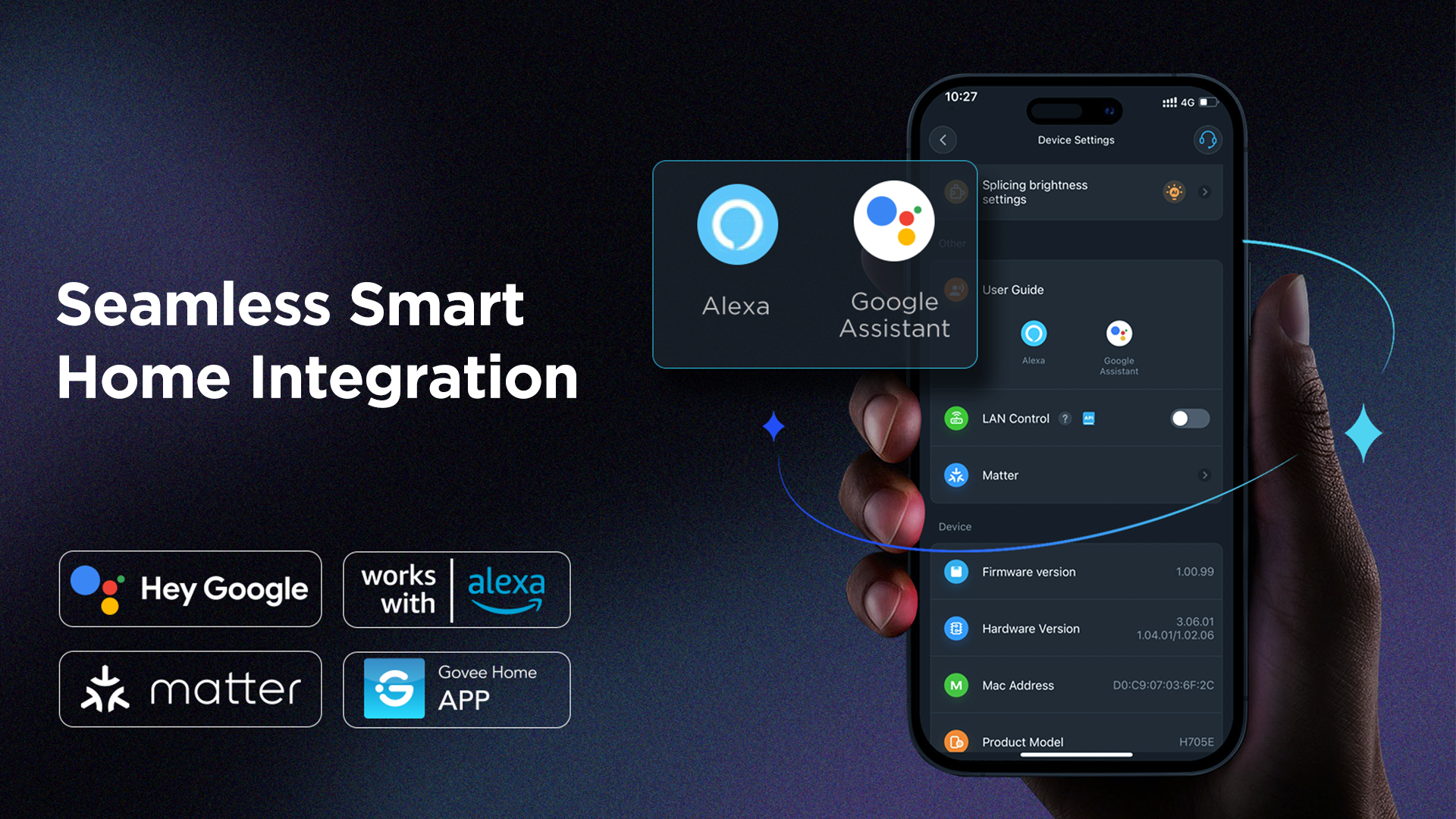 Ein Smartphone-Bildschirm, der Smart-Home-Integrationsoptionen mit Logos anzeigt.