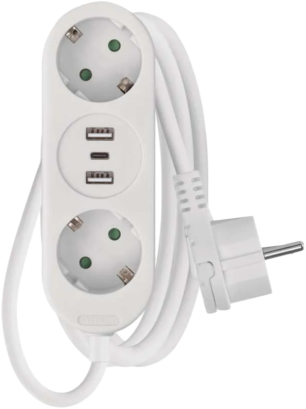 EMOS Hosszabbító 1,5 m, 2aljzat+2×USB A+1×USB C, mm2, max 3680W (P0221U)