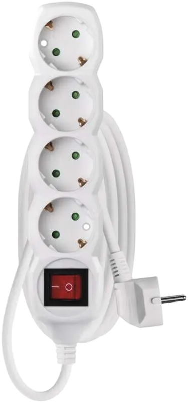 EMOS Hosszabbító 1,4 m, 4 aljzat, fehér PVC, kapcsoló, 1 mm2, max 3680W (P1421)