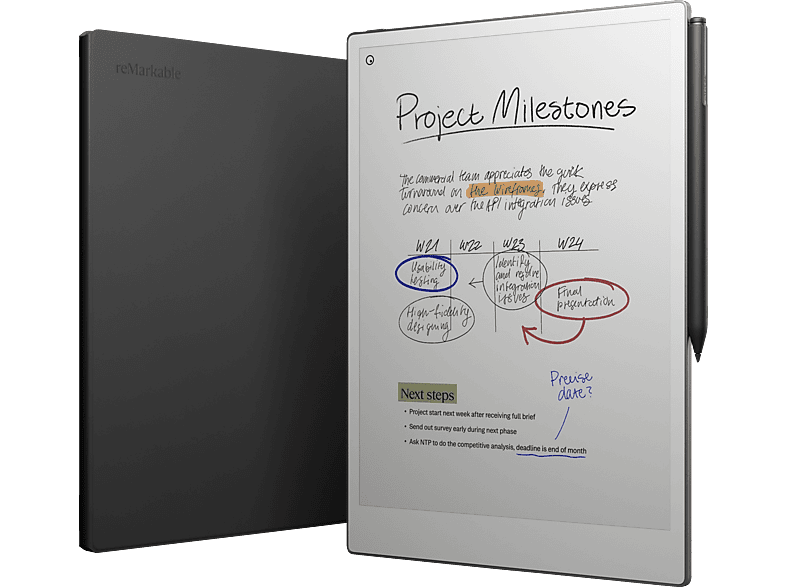 REMARKABLE RM83C-1005NW PaperPro + MarkerPlus BookFolio Pro Leather Black Grafiktablet, Schwarz