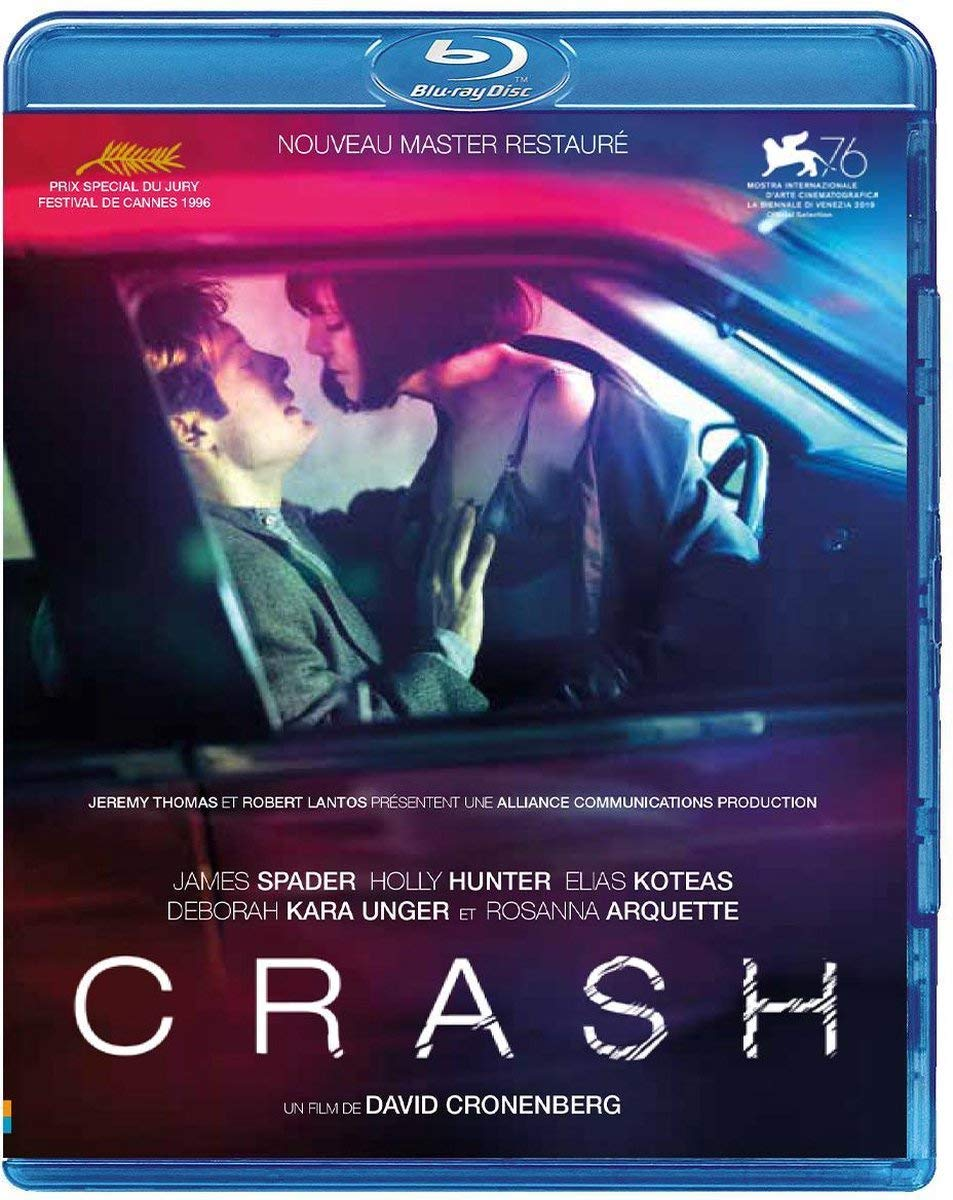 Filmposter: Een stel in een auto, de filmtitel 'Crash' is zichtbaar.