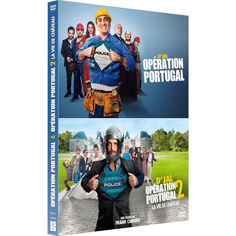 DVD covers for D'jal: Operation Portugal 2, featuring actors and a blue background.