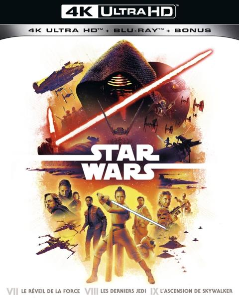 Couverture du film Star Wars, avec personnages et vaisseaux spatiaux.