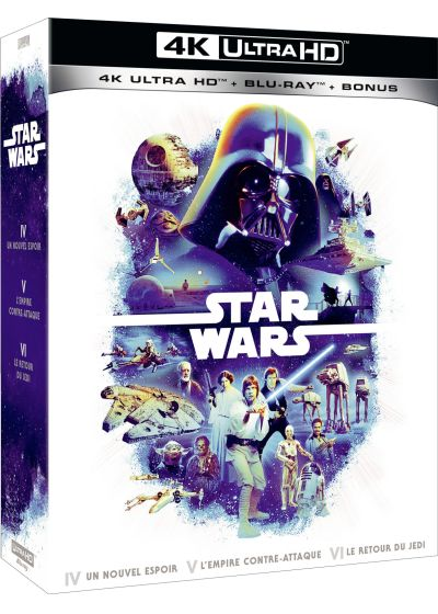 Coffret de films Star Wars. Dark Vador, vaisseaux spatiaux et personnages.