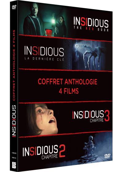 Coffret DVD de 'Insidious Anthology 4 films'. Il contient quatre couvertures de films sur le thème de l'horreur.
