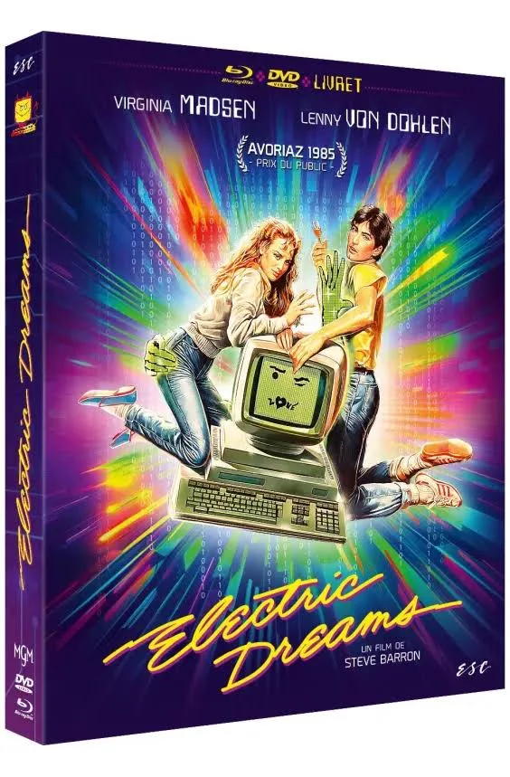 Couverture DVD de 'Electric Dreams', avec un couple et un ordinateur.