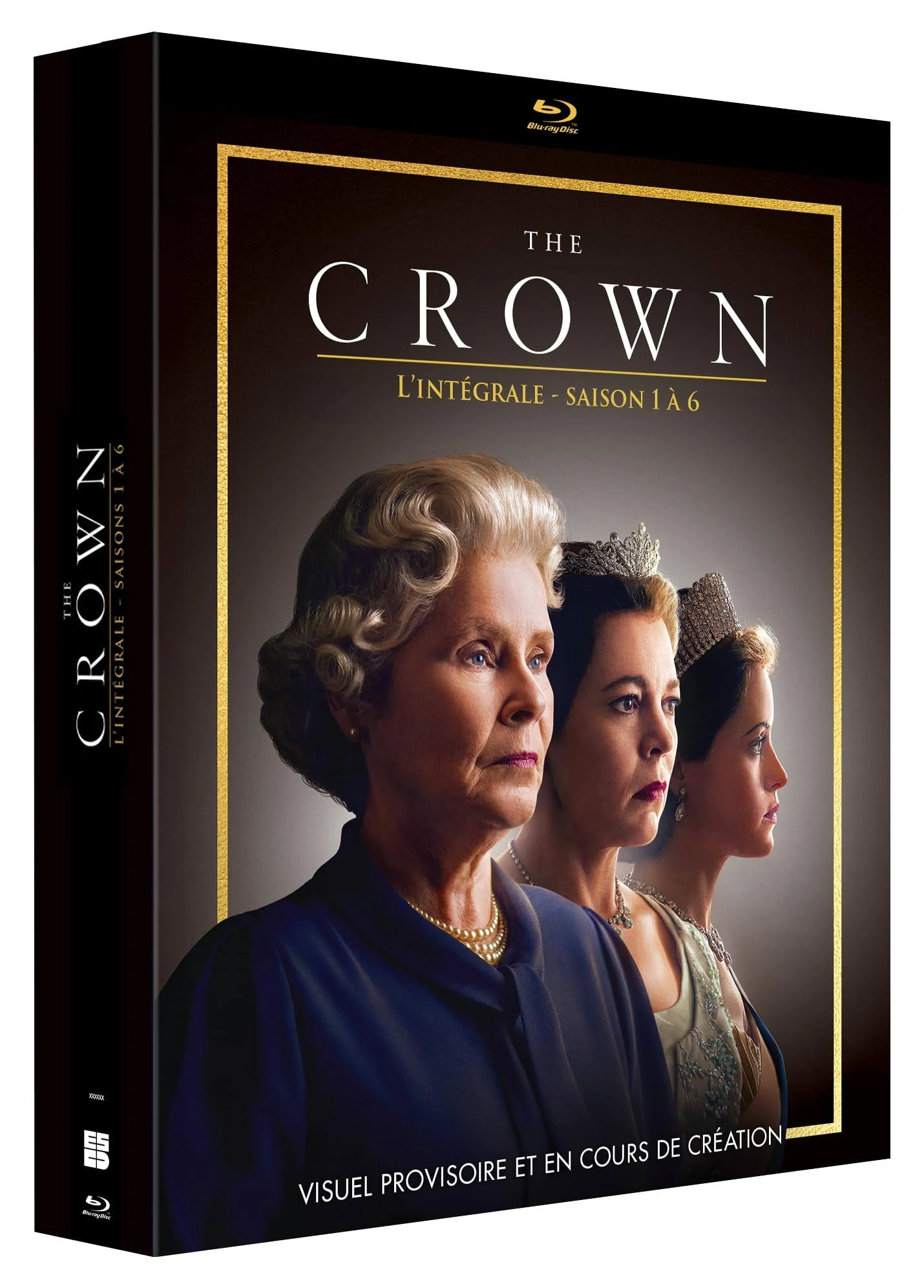 The Crown DVD box set, featuring three women in crowns.